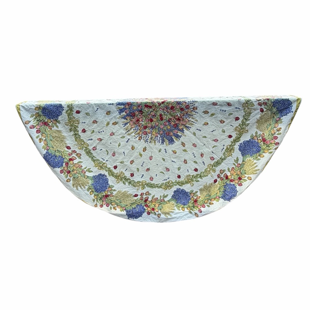 French Provençal 100% Cotton Tablecloth Roses & Lavender 68" Made In France